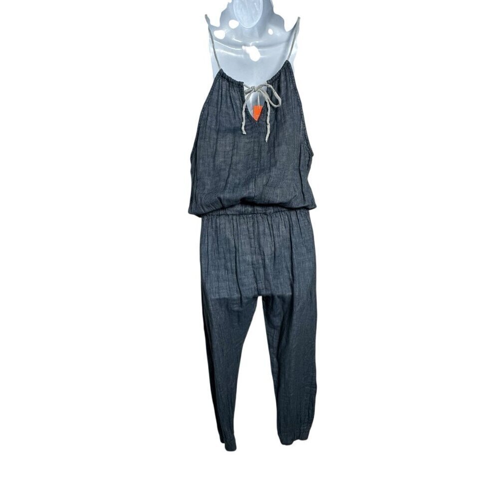 Sundry jumpsuit size Medium 2 Drawstring halter neck blue chambray NWT - Picture 4 of 11